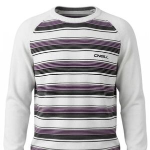 O'Neill White & Purple Striped Crewneck Sweater